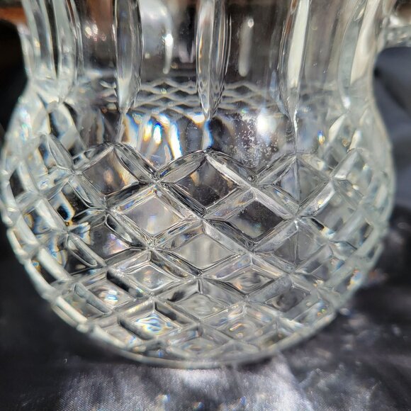 Vintage Cut Glass Pitcher With Diamond & Starburst Pattern - Picture 6 of 6